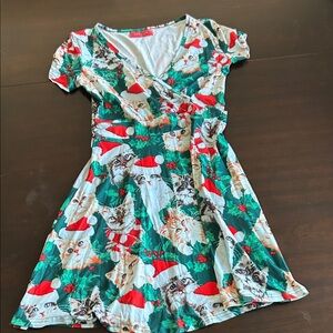 Festive Cat Print Dress size XS